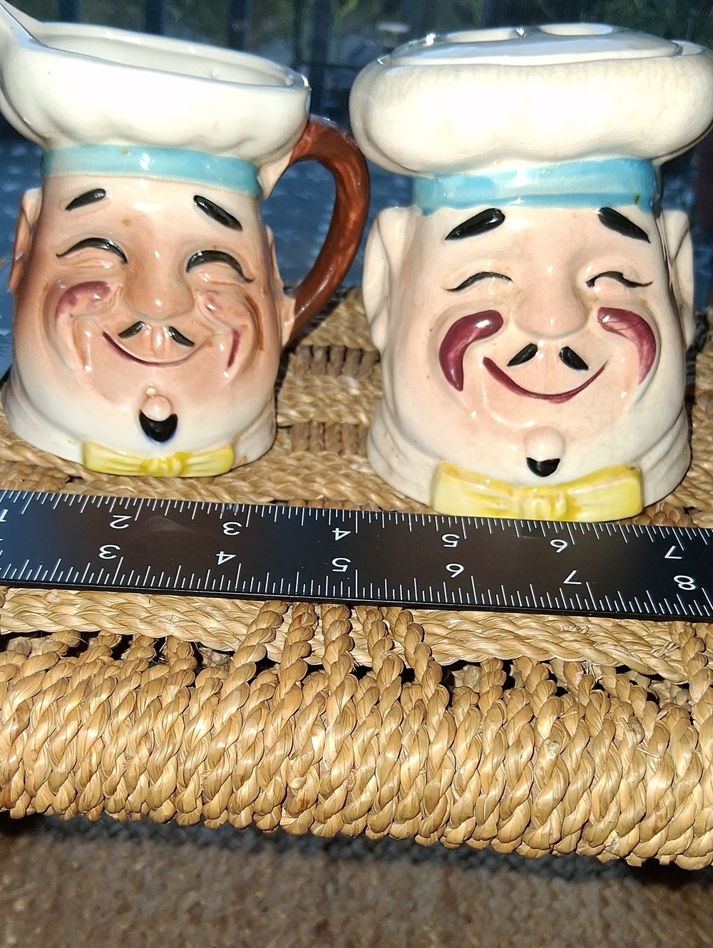 Mid-century Vintage Arnart Japan Ceramic Chef Creamer & Sugar Bowl Set.